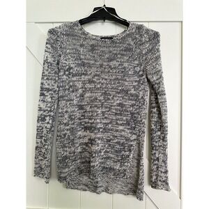Ann Taylor‎ Marled Knit Sweater Womens XS Long Sleeve 75 % Linen Casual Grey